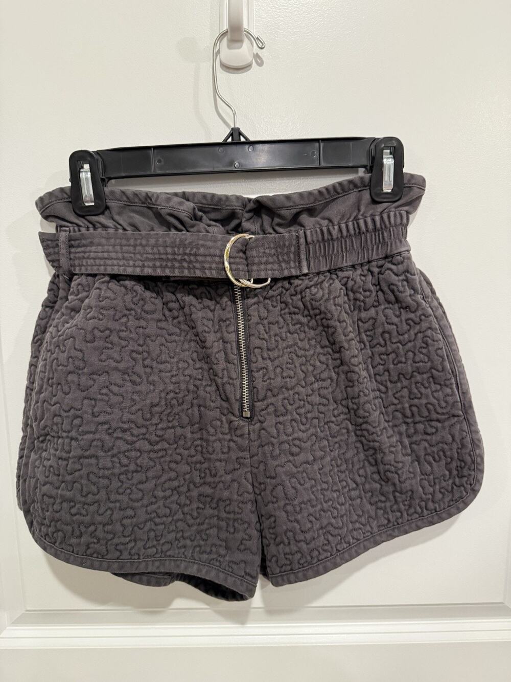 SEA NEW YORK Paperbag 100% Cotton Belted Textured Zipper Front Shorts Sz 2